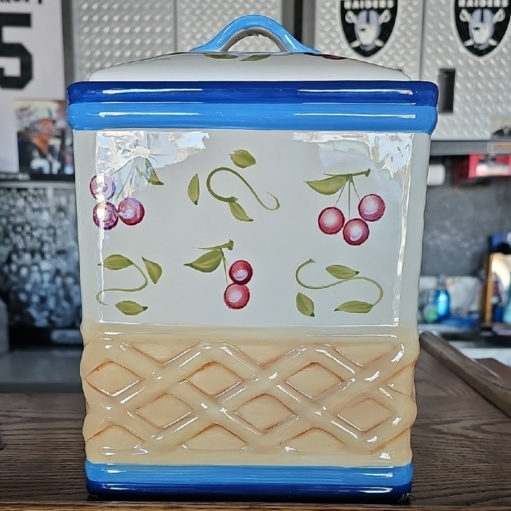 Vintage Hand Painted Cherry Cookie Jar